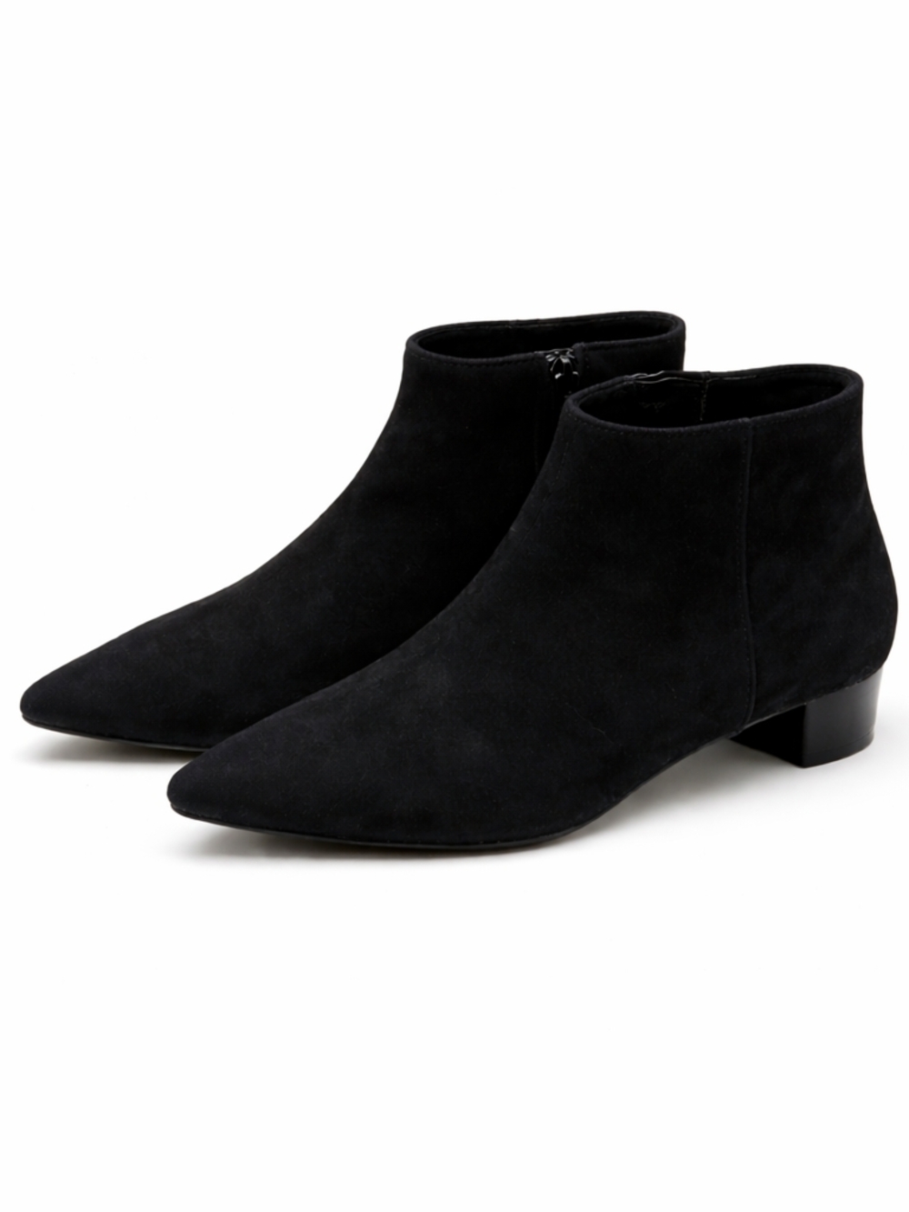 Theory Black Suede Pointed Ankle Booties